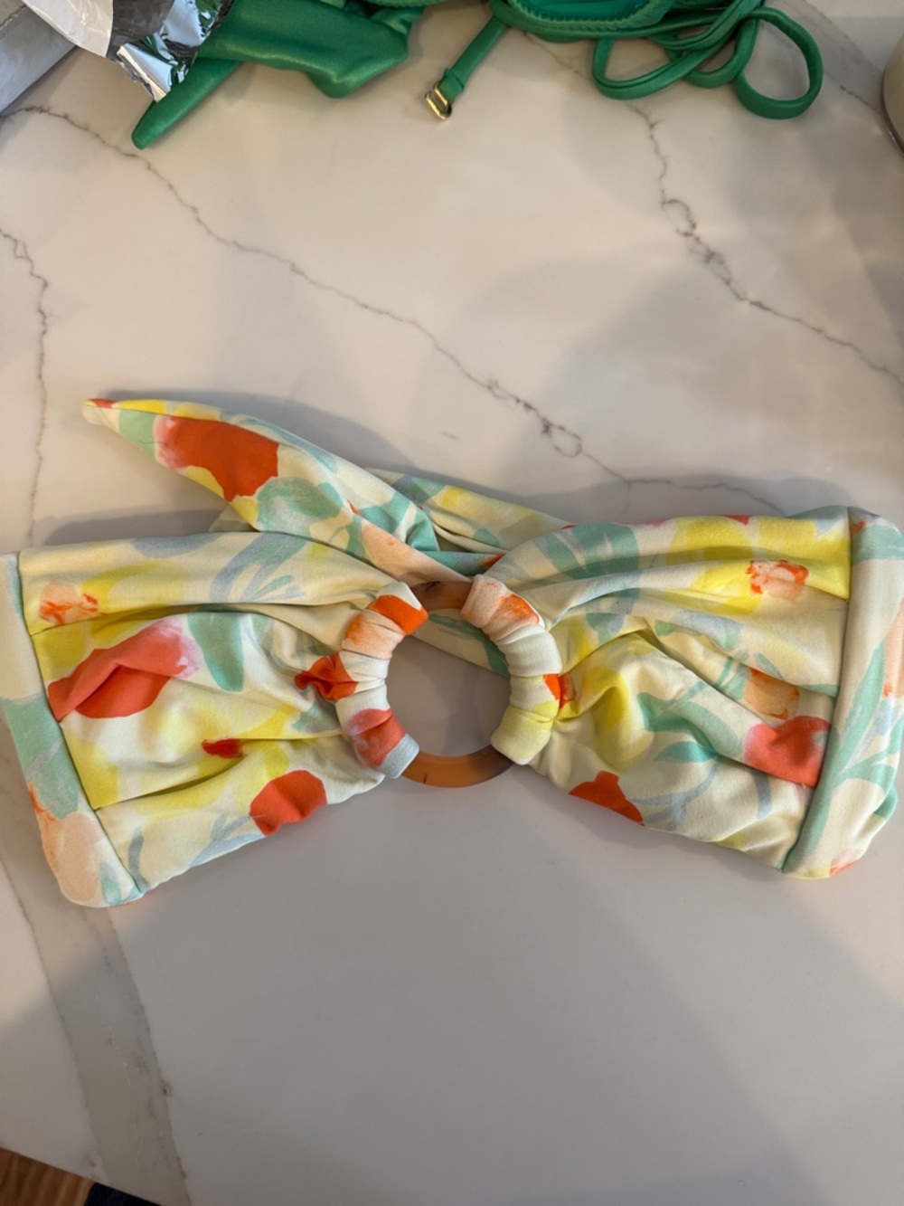 Montce Floral Ring Knot Swim Headband in Coral, Yellow & Aqua